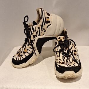 Mark Nason Cream and Black Animal Print Sneakers Size 7.5
